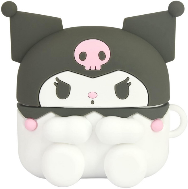 Sanrio 三麗鷗 AirPods Pro/AirPods Pro2矽膠保護殼/保護套, SANG-274KU, 庫洛米 黑色 + 粉色 + 白色, 1個