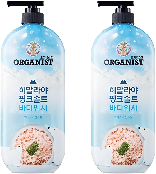 오가니스트 히말라야 핑크솔트 바디워시 포레스트 민트향, 865ml, 2개