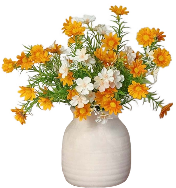 Floral M 花藝 仿真花 義式西西里島小雛菊花禮, 1個, 義式西西里島小雛菊花禮 米色 + 黃色