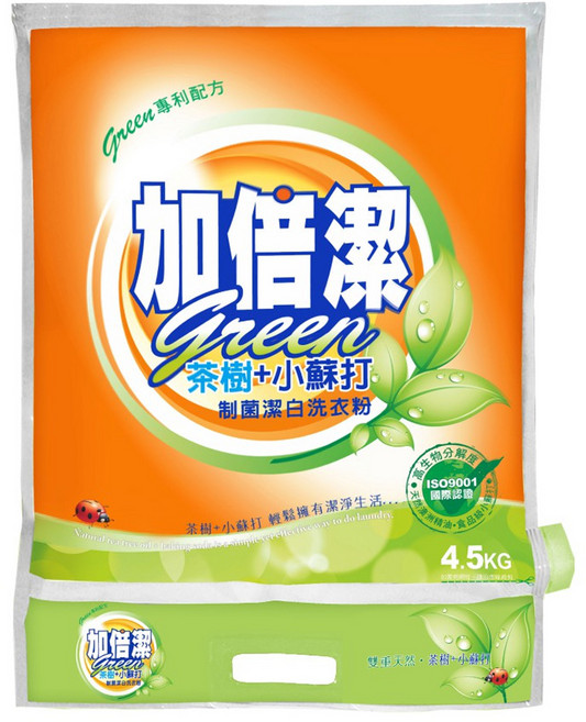 加倍潔 茶樹 + 小蘇打 制菌潔白洗衣粉, 4.5kg, 1袋