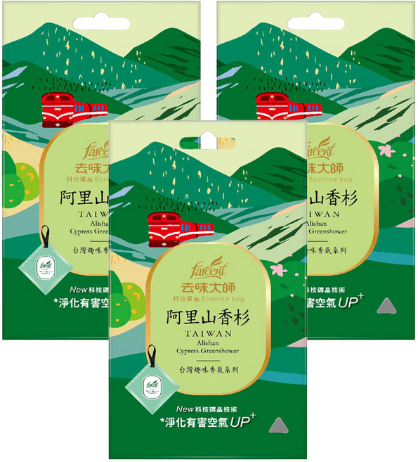farcent 花仙子 台灣趣味香氛系列 科技礦晶香包 3個, 阿里山香杉, 33g, 3組