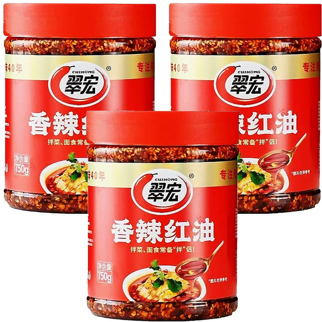 翠宏 香辣紅油, 750g, 3瓶