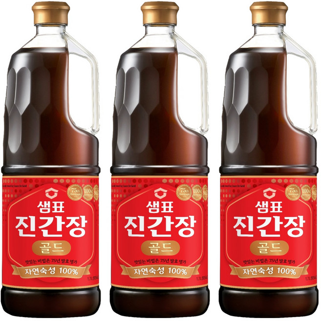 샘표 진간장 골드, 1.7L, 3개