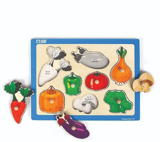 우드피아 손잡이퍼즐 채소, 1개, 8피스