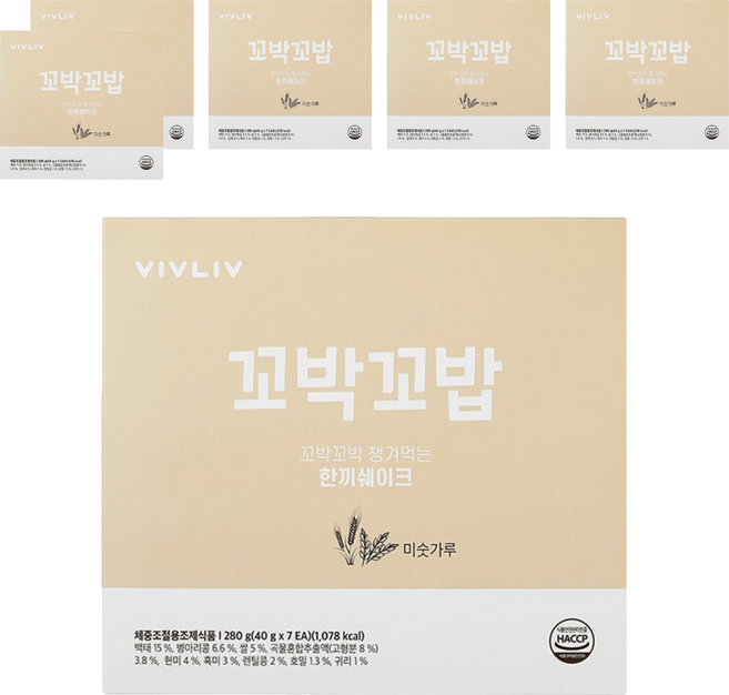 비브리브 꼬박꼬밥 한 끼 쉐이크 미숫가루, 280g, 6개