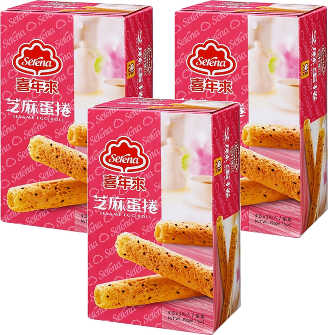 喜年來 芝麻蛋捲 蛋素, 192g, 3盒