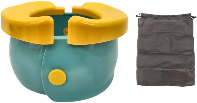 愛北鼻 兒童攜帶式摺疊馬桶 附收納袋, 綠色 香蕉馬桶