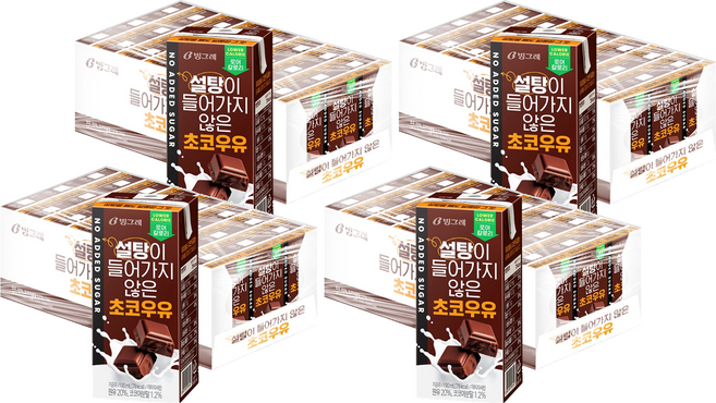빙그레 설탕이 들어가지 않은 초코우유, 190ml, 96개
