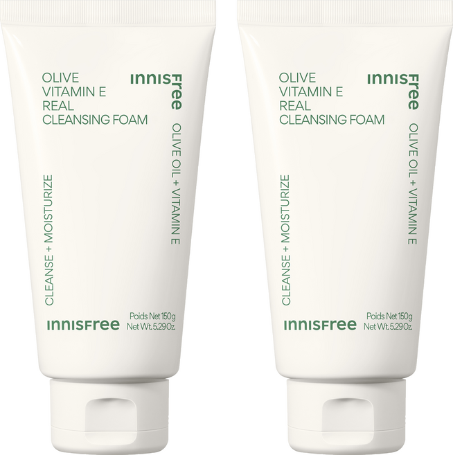 [비건뷰티] 이니스프리 올리브 비타민 E 리얼 클렌징 폼, 150g, 2개