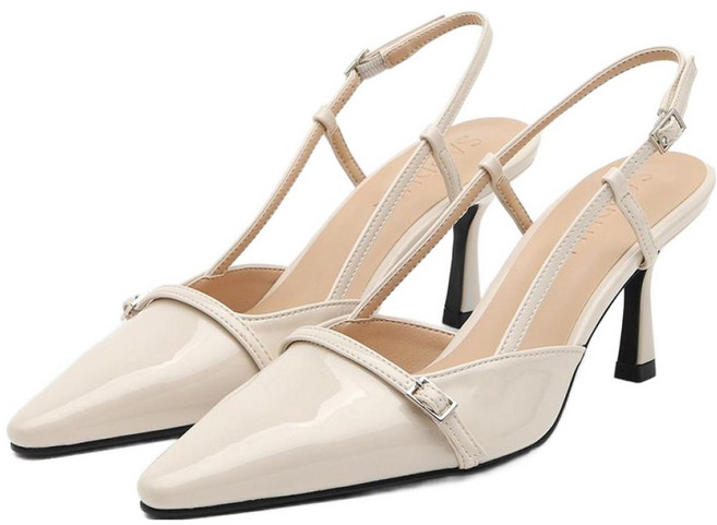 사뿐 여성용 베이렌 에나멜 슬링백힐 7cm