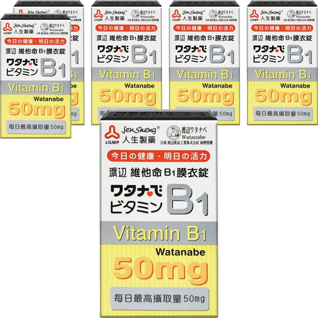Jen Sheng 人生製藥 渡邊維他命b1膜衣錠, 100顆, 6盒