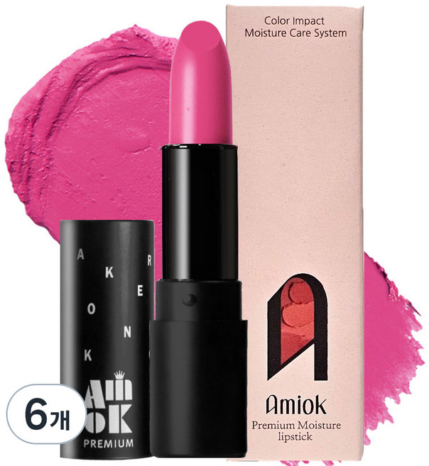 아미옥 프리미엄 스트롱 픽스 립스틱, 6개, F006유혹의핑크