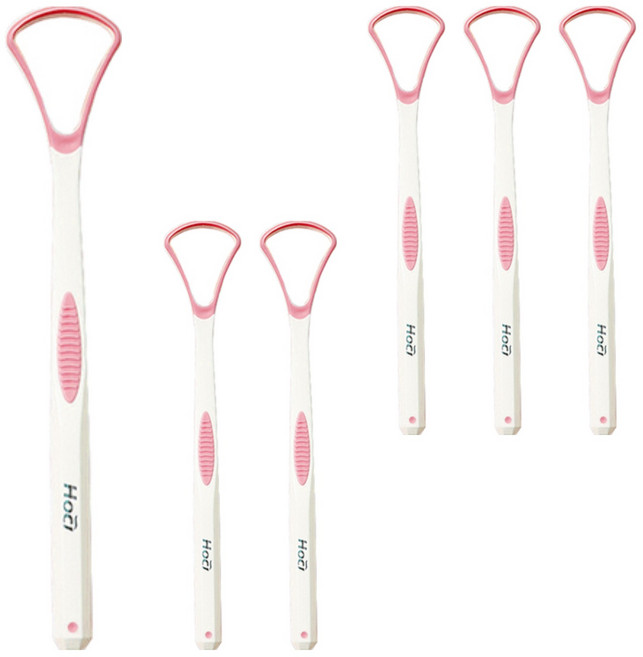 비즈온 생활필수품 혀 백태 설태 제거기 크리너 핑크, 10g, 6개