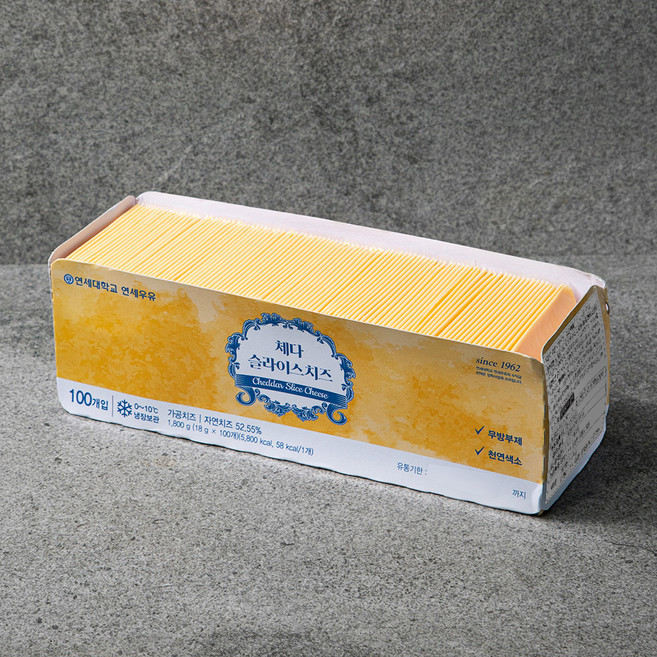 연세우유 체다 슬라이스 치즈, 18g, 100개입, 1개