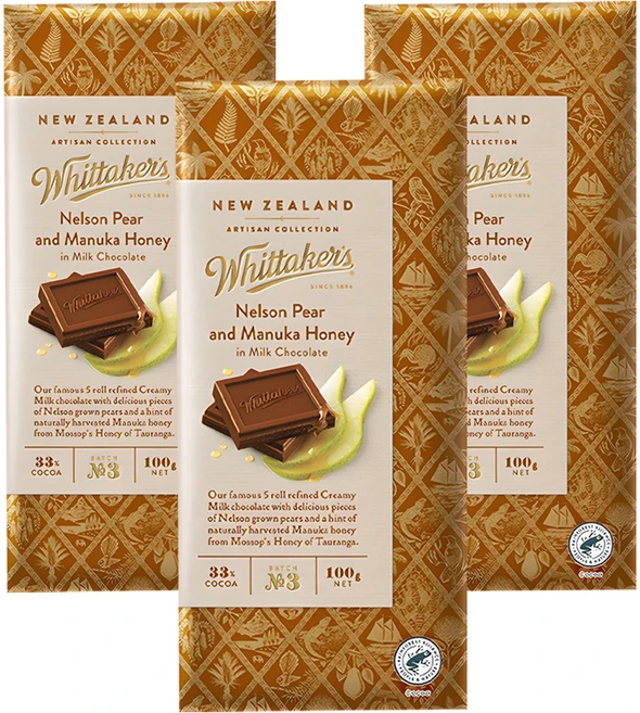 휘태커스 넬슨페어 앤 마누카꿀 밀크초콜릿, 100g, 3개 - 쿠팡