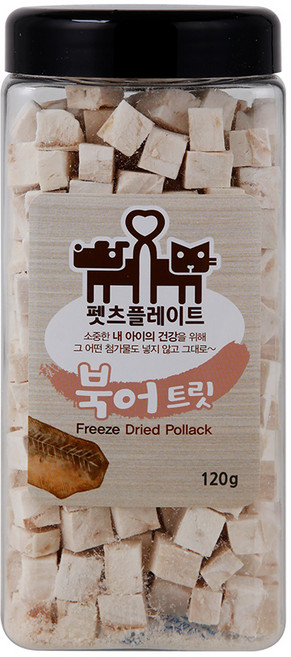 펫츠플레이트 반려동물 동결건조 간식, 북어트릿, 120g, 1개