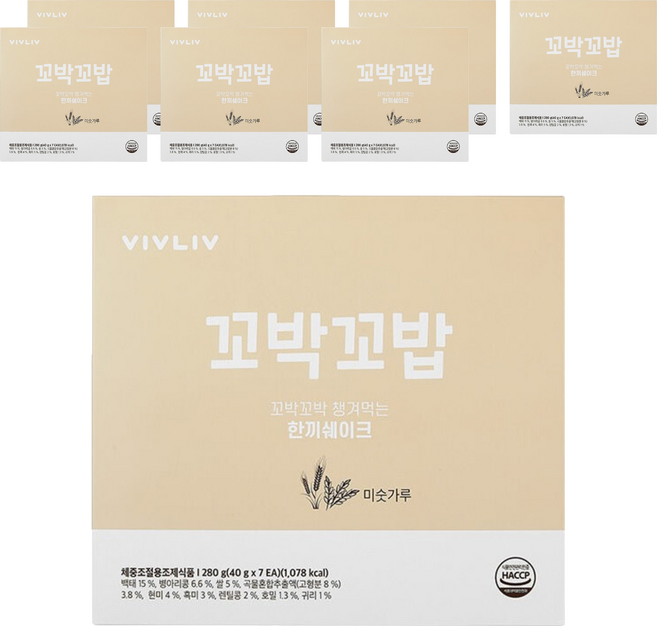 비브리브 꼬박꼬밥 한 끼 쉐이크 미숫가루, 280g, 8개