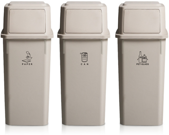모노블 더길어진 재활용 분리수거함 60L 3P, 베이지