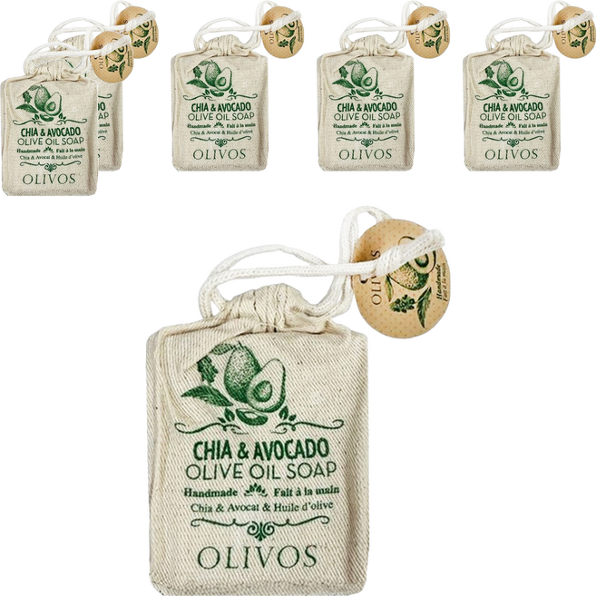 OLIVOS 奧莉芙的橄欖手工皂 頂級冷壓橄欖油皂 調理西班牙鼠尾草籽 + 酪梨, 150g, 6個