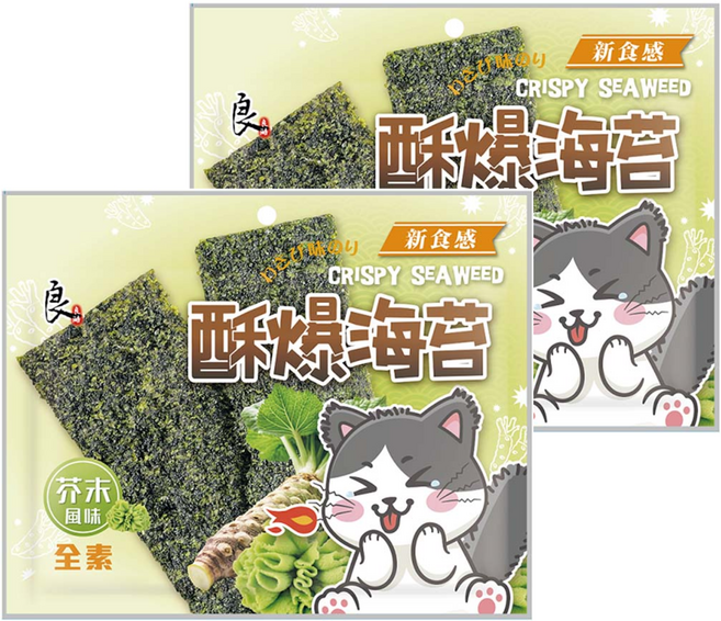 良澔 酥爆海苔 芥末口味, 32g, 2包