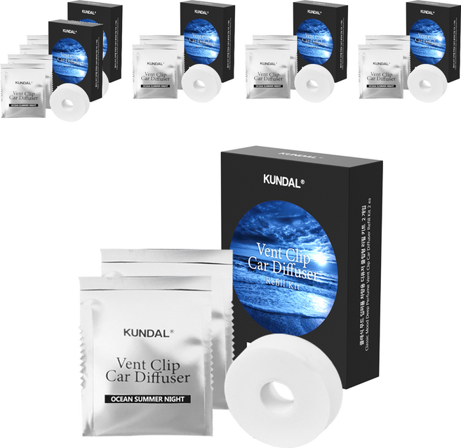 쿤달 클래식 무드 딥퍼퓸 차량용 방향제 클립형 리필키트 6g, 12개, 오션썸머나잇