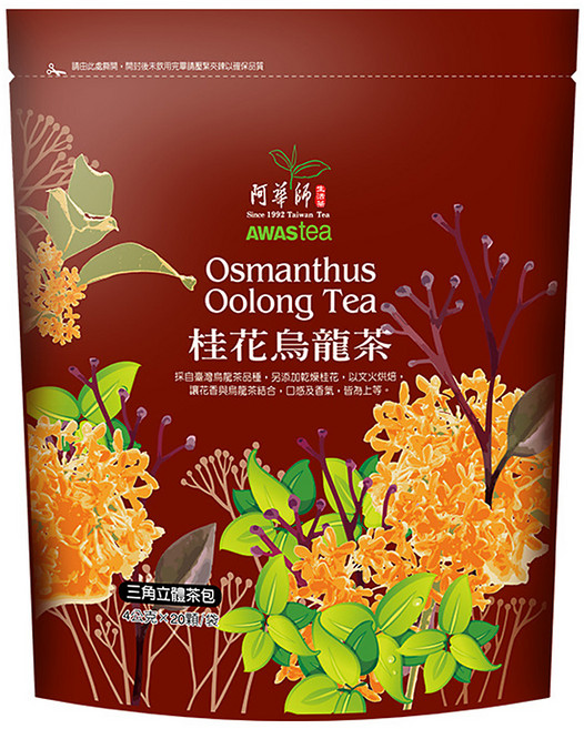 AWAStea 阿華師 桂花烏龍茶, 4g, 20包, 1袋