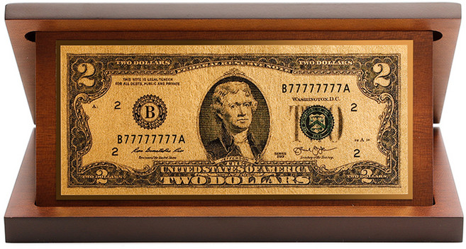 청송 순금 행운의 우드 상패, 2달러