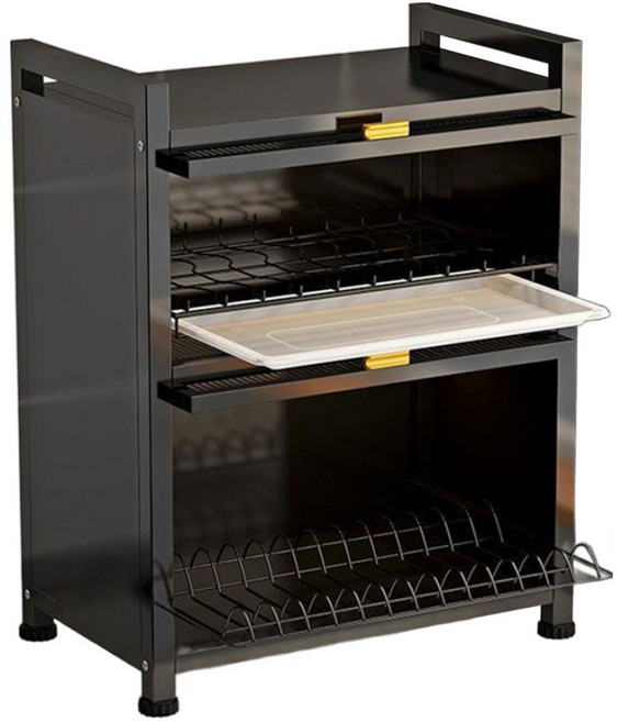 HOUDER 上翻門防塵碗碟櫃, 黑色, 2層, 1個