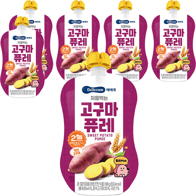 베베쿡 처음먹는 퓨레, 고구마, 80g, 6개