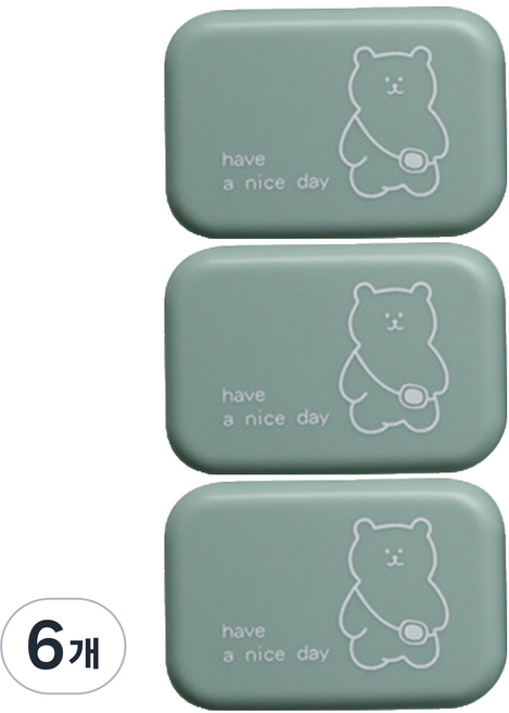 소울리치 심플 콘텍트렌즈 케이스, 백팩베어 그린, 6개