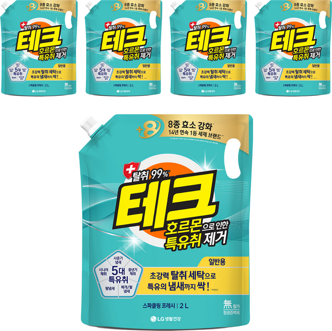 테크 호르몬으로 인한 특유취제거 액상세제 리필, 2L, 5개