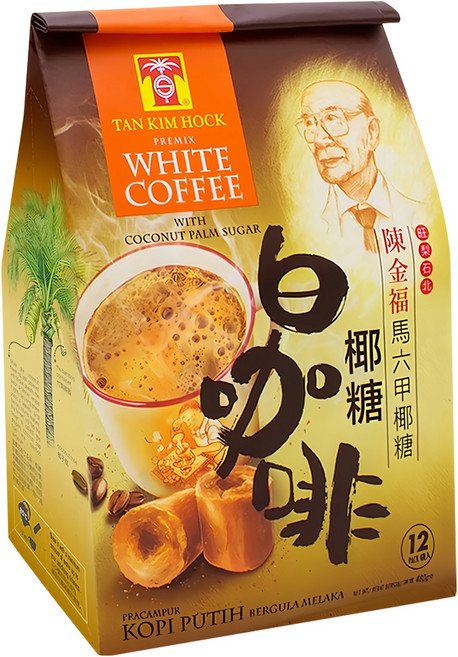 TAN KIM HOCK 陳金福 南洋風味馬六甲椰糖白咖啡 三合一, 40g, 12包, 1袋