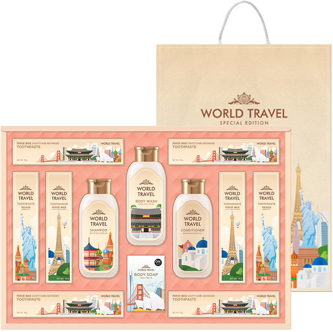 LG생활건강 월드트레블에디션 헤어바디케어 선물세트 + 쇼핑백, 1세트