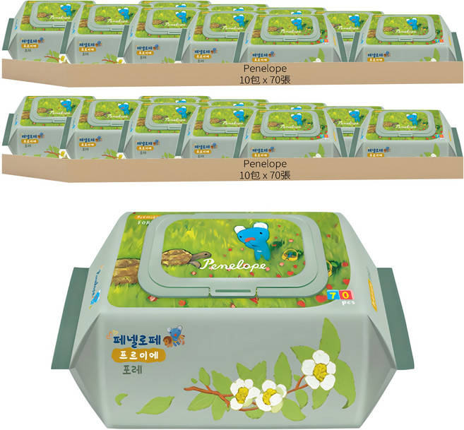 Penelope Foret孩童用濕紙巾 掀蓋式, 55gsm, 70張, 20包