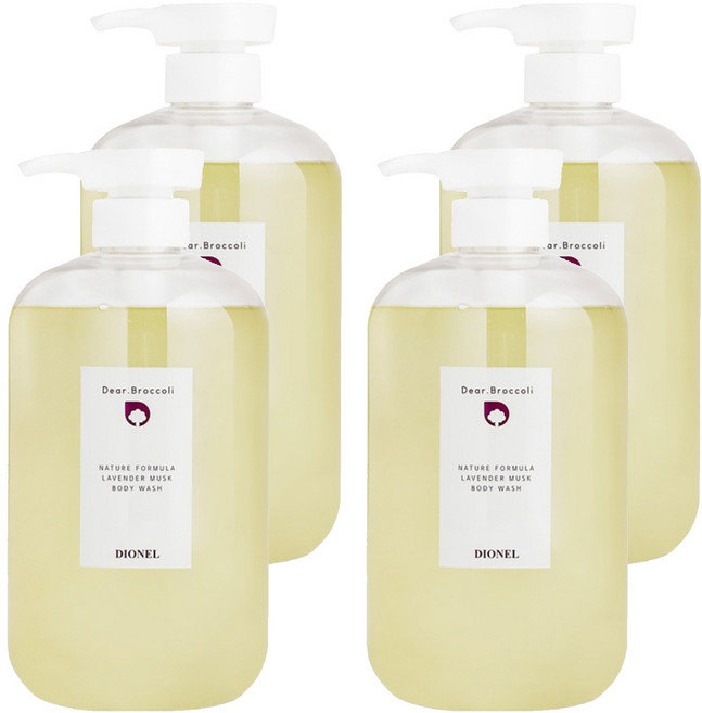 Dionel Dear 西蘭花沐浴露 薰衣草 麝香, 1000ml, 4個
