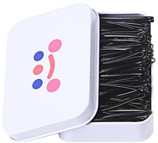 ROJI 優質波浪U型髮夾200入 + 鐵盒套組