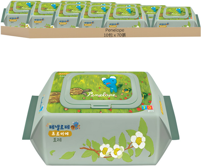 Penelope Foret孩童用濕紙巾 掀蓋式, 70張, 10包