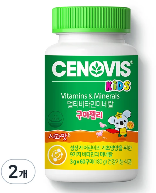 세노비스 키즈 멀티비타민 미네랄 구미젤리, 2개, 180g - 쿠팡