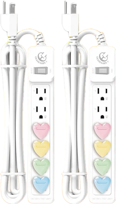CENTENARY 成電牌 1切6座15A延長線 3P, 2.7m, 白色, 2條