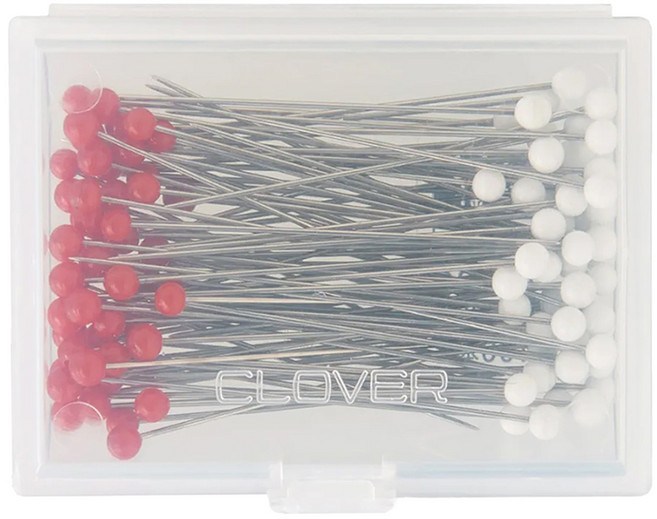 Clover 可樂牌 紅白待針 0.5 x 36mm, 紅色 + 白色 + 銀色, 1盒