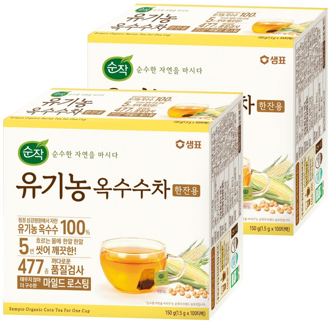 순작 유기농 옥수수차 한잔용, 1.5g, 100개입, 2개