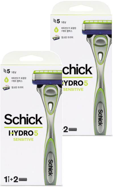 쉬크 하이드로 5 오리지널 센서티브 핸들 + 여분날 2p 세트, 2세트