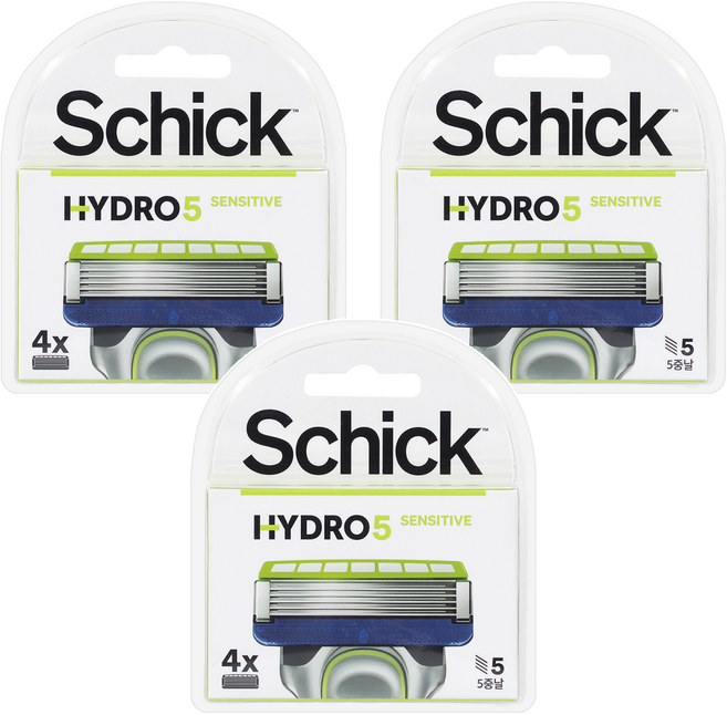 쉬크 하이드로 5 베이직 센서티브 면도날, 4개입, 3개