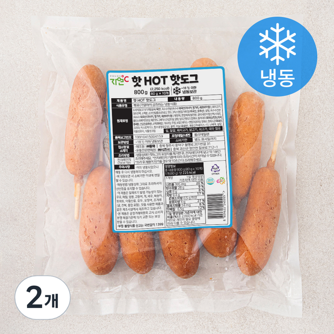 자연도씨 핫 HOT 핫도그 (냉동), 80g, 10개입, 2개