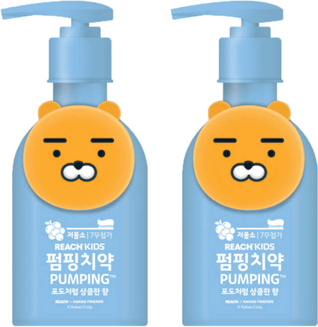LG생활건강 카카오프렌즈 키즈 펌핑치약 블루, 160g, 2개