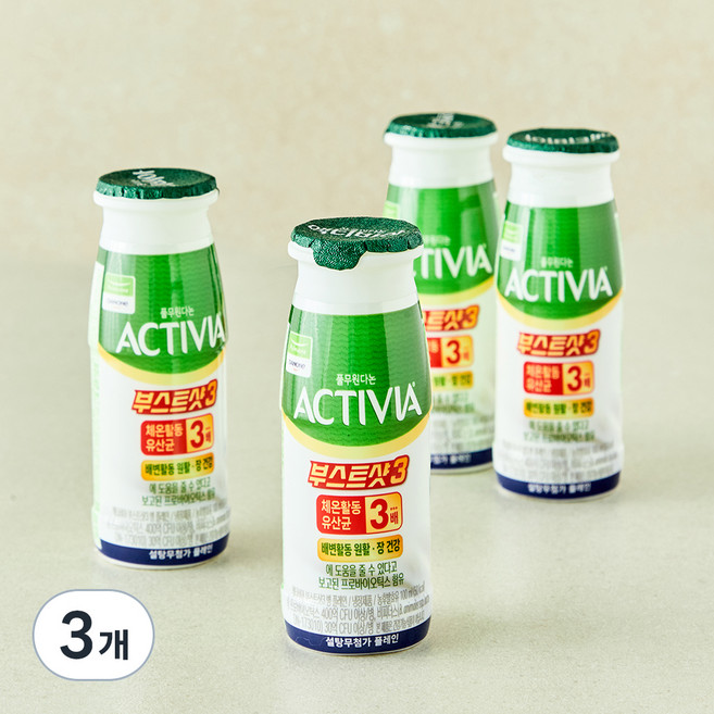 풀무원 다논 액티비아 부스트샷3 플레인, 3개, 4개입, 100ml