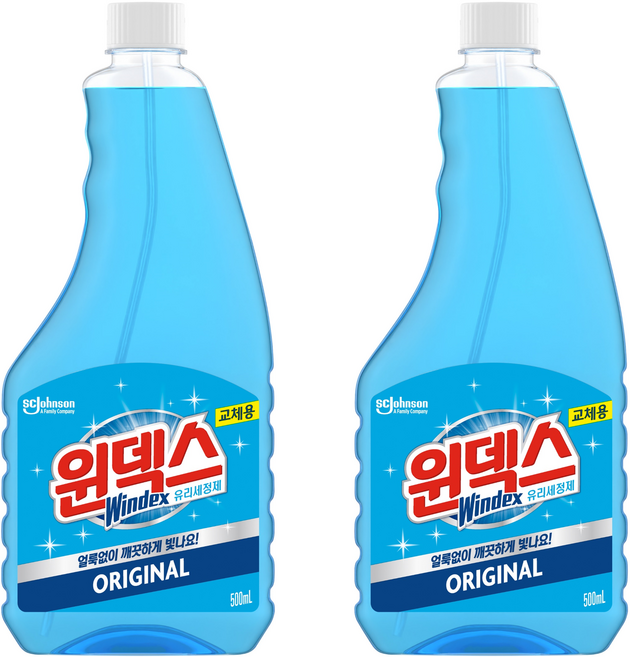 윈덱스 유리세정제 리필, 500ml, 2개