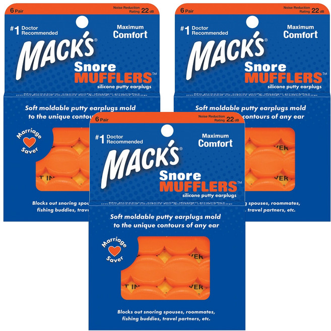 Macks 스노어머플러 실리콘 귀마개, 3개, 6쌍