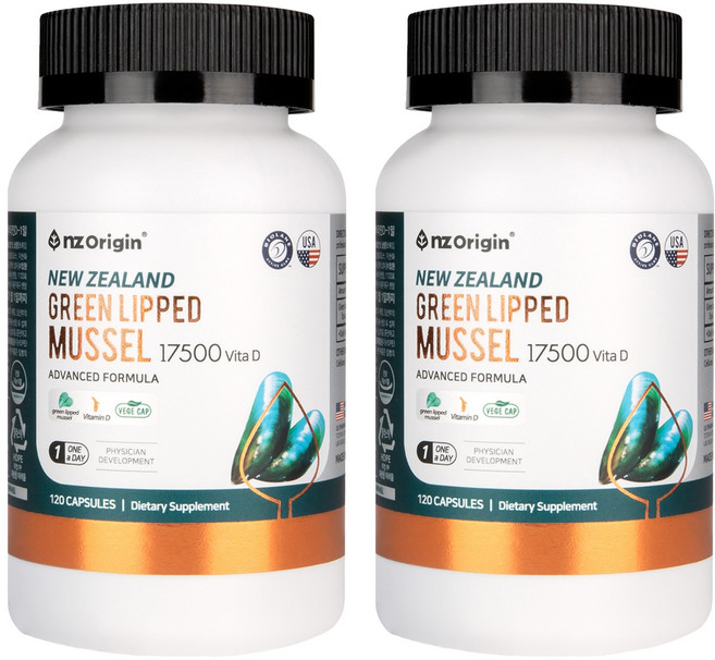 엔젯오리진 뉴질랜드 초록입홍합 17500 비타민D 4개월분, 120정, 2개