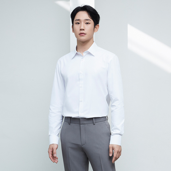 마인드브릿지 남성용 이지케어 스판 솔리드 드레스 셔츠 레귤러 MADS01C0